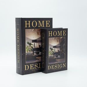 Wooden book box S/2, black-gold 30x21x7cm / 24x16x5cm