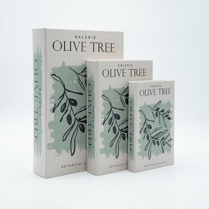 Wooden book box S/3, white - gray, 33x22x7cm / 26x17x5cm / 21x13x3cm