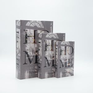 Wooden book box S/3, gray-white, 33x22x7cm / 26x17x5cm / 21x13x3cm