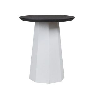 Дървена помощна маса бяла - черна 45x45x52см