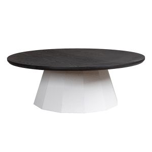 Дървена холна маса, бяла - черна, 90x90x31см