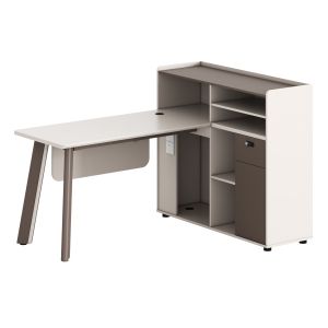 Дясно ъглово офис бюро Newline Hm18275r меламин в кремаво бяло с алуминиеви крака 160x120x105h