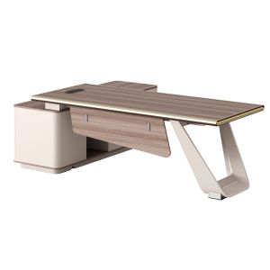 Дясно ъглово офис бюро Superon Hm2139r меламин в естествен бежов цвят с метални крака 240x180x76всм.