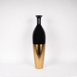 Iron vase - ceramic golden - black 18x9.5x67.5cm