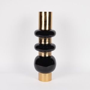 Iron vase - ceramic gold-black 17.5x10x50.5cm