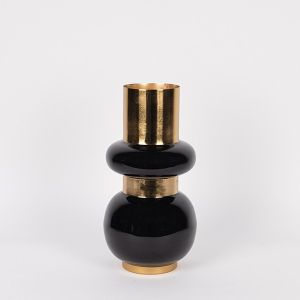 Iron vase - ceramic gold-black 18x10x33cm