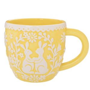 ЖЪЛТА КЕРАМИЧНА ЧАША СЪС ЗАЙЧЕТА 14X10X10 СМ