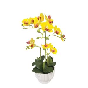 Yellow orchid Real Touch in a pot (3 branches, 15 flowers) - h45cm 4/24 boxes