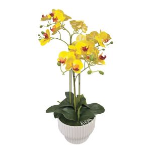 Yellow orchid Real Touch in a pot (9 branches, 30 flowers) - h45cm 2/8 box