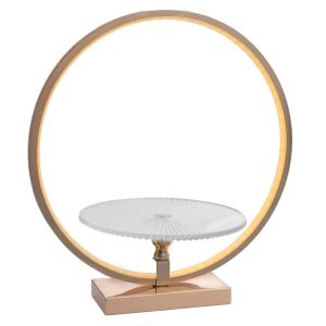 GOLDEN METAL WREATH WITH GLASS PLATE AND LED LIGHT 40X25X43CM