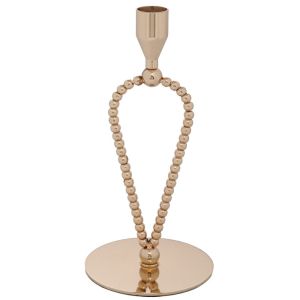 GOLDEN METAL CANDLEHOLDER ON ROUND METAL BASE 10X10X21 CM