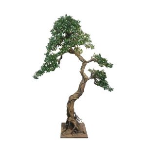 Artificial bonsai tree with green leaves and metal base - h180 cm 1/kib