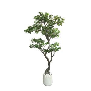 Artificial bonsai tree with green leaves and bushes in a plastic pot - h155 cm 2/kib
