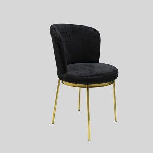 Velvet chair black and gold 59x55x83cm