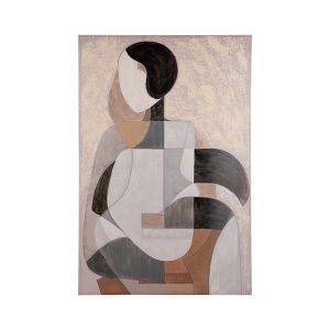 Картина женска фигура бяло - тъмносиньо - кафяво 80x3.5x120см