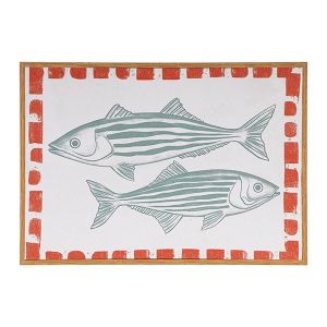 Картина риби бяло - светло синьо - червено 34x2x24см