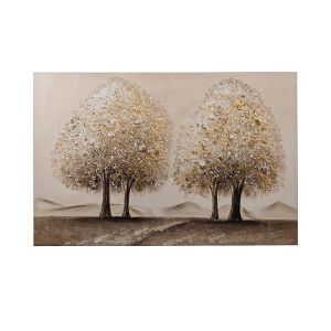 Картина 4 дървета кафяво-бяло-оранжево 60x3x90см