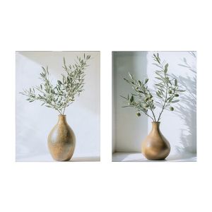 Картина ваза S/2, бяло - кафяво - зелен, 30x1.8x40см