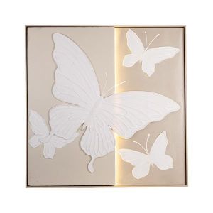 Картина платно Led пеперуди бяло-бежово 82x5x82см