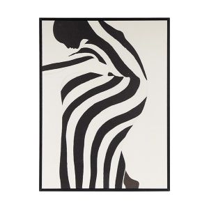 Картина платно женски ляв профил с рокля бяло-черно 30x2x40см