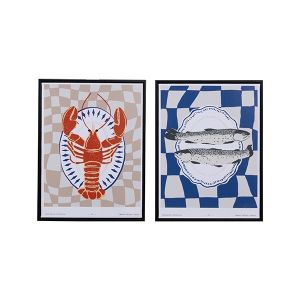 Картина платно и рамка, пъстърда морски дарове, 30x2.8x40см