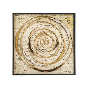 Картина платно с рамка кръгове металик бежово - златно - бяло - черно 80x4x80см
