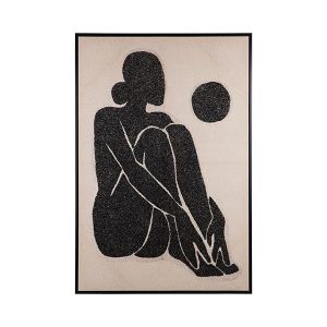 Картина с рамка, женска, черно-бежова, 80x120 см