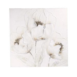 Картина цветя бяло-кафяво 80x3x80см