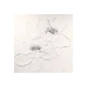 Картина цветя бяло-сребърно 100x3x100см