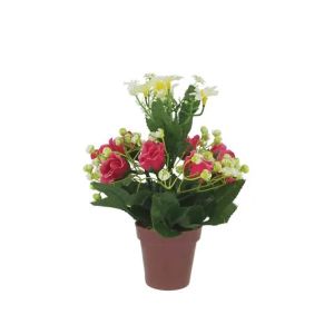 Brown pot with a composition of fuchsia roses - high quality 19 cm
