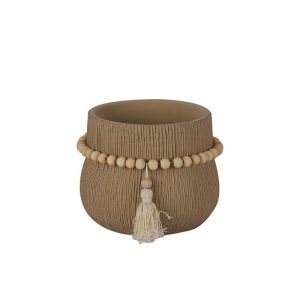 Brown cement pot round beads combos Φ16.5x13cm - 1/9cubic