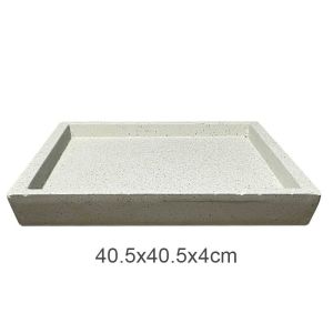 Квадратна чиния за саксия от фиброглина в бежово-гранитно покритие - 40.5x40.5x4см 5 бр./кутия