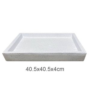 Квадратна чиния от бял гранит за саксия от фиброглина - 40.5x40.5x4см 5 бр./кутия