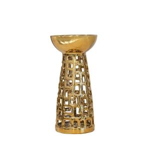 Ceramic candlestick, gold 10.5x10.5x19.5cm