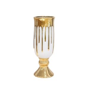 Ceramic vase white-gold 12.5*12.5*33.5cm