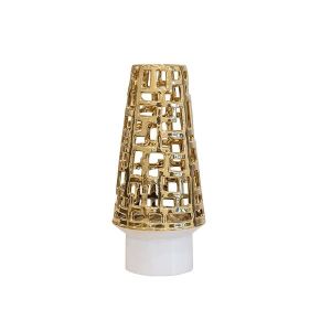 Ceramic vase white-gold 13.5x13.5x30 cm
