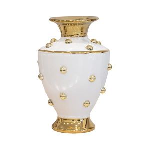 Ceramic vase white-gold 22x22x31cm