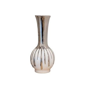Ceramic vase white-silver 16.5x16.5x33.5cm