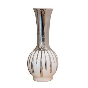 Ceramic vase white-silver 21x21x46cm