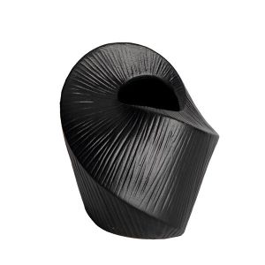 Ceramic vase black 15.1x12.6x15.2cm