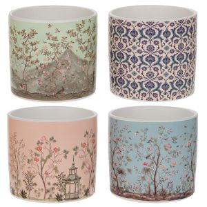 КЕРАМИЧНА САКСИЯ С ЩАМПИ 13X13X12СМ 4 ЦВЯТА