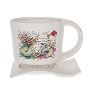 КЕРАМИЧНА ЧАША ЗА ЧАЙ С ПРИНТ НА ВЕЛОСИПЕД 19X13X13 СМ