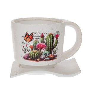 КЕРАМИЧНА ЧАША ЗА ЧАЙ С ПРИНТ НА КАКТУС 19X13X13 СМ