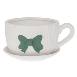 КЕРАМИЧНА ЧАША ЗА ЧАЙ СЪС ЗЕЛЕНА ПАНДЕЛКА 29,5X23X17СМ