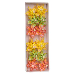 SET OF 12 PLASTIC WINDMILLS ON A ROD 9X5X28 CM