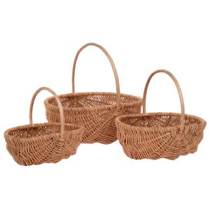 SET OF 3 NATURAL WICKER BASKETS 37X32X14 33 30X24X11 26 25X17X9 20 CM