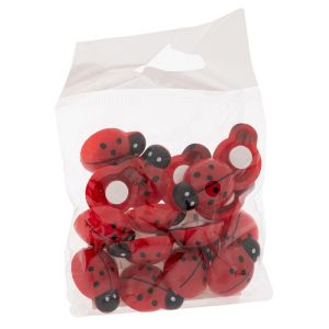 SET OF 16 PLASTIC LADYBUGS IN BAGS 2X2.5 CM