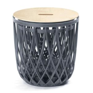 SET OF 3 CLUBO BASKETS ANTHRACITE WITH LID