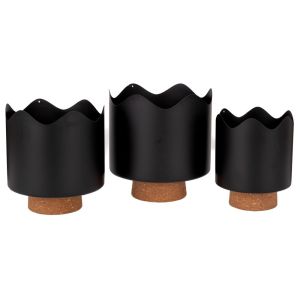 КОМПЛЕКТ ОТ 3 ЧЕРНИ МЕТАЛНИ САКСИИ С ФИЛЦОВА ОСНОВА Д19X21 Д17X19 Д14X17 СМ