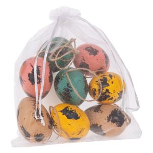 SET OF 8 COLORED PLASTIC EGGS IN A BAG FOR EASTER DECORATION
